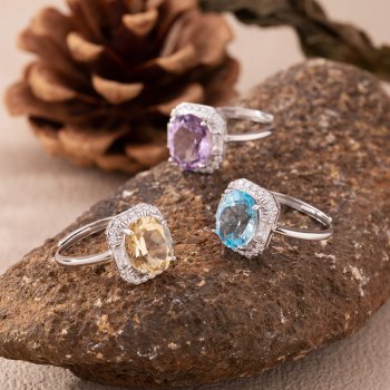 Natural Gemstone Jewelry Topaz Amethyst And Citrine Rings